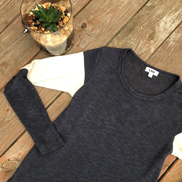 LNA Sweaters - LNA Knit Sweater with Colorblock Sleeves